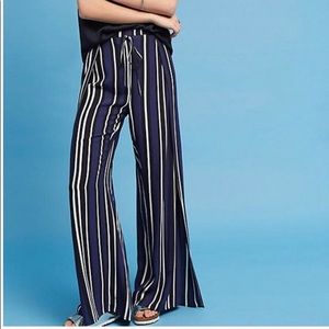 Anthropologie navy striped wide leg pants- size L